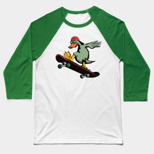 Duck Riding a Skateboard Baseball T-Shirt